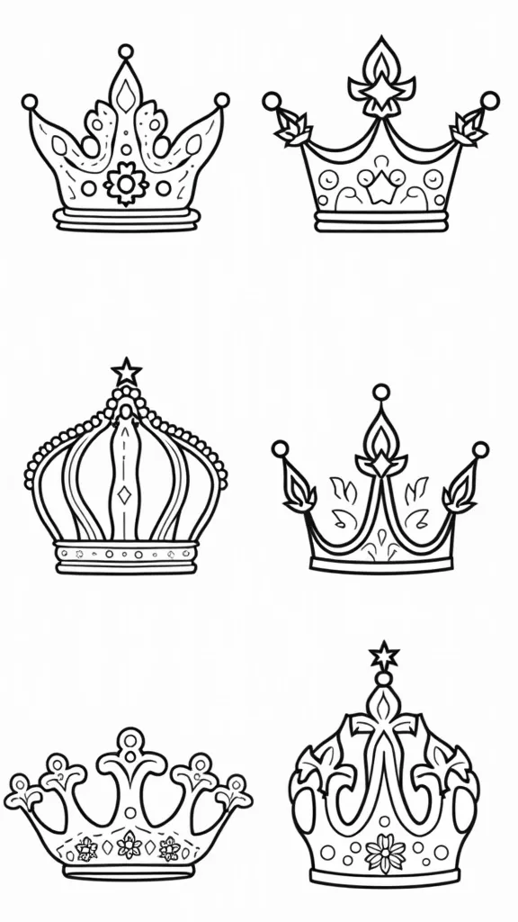 Páginas para colorear de la corona de princesas